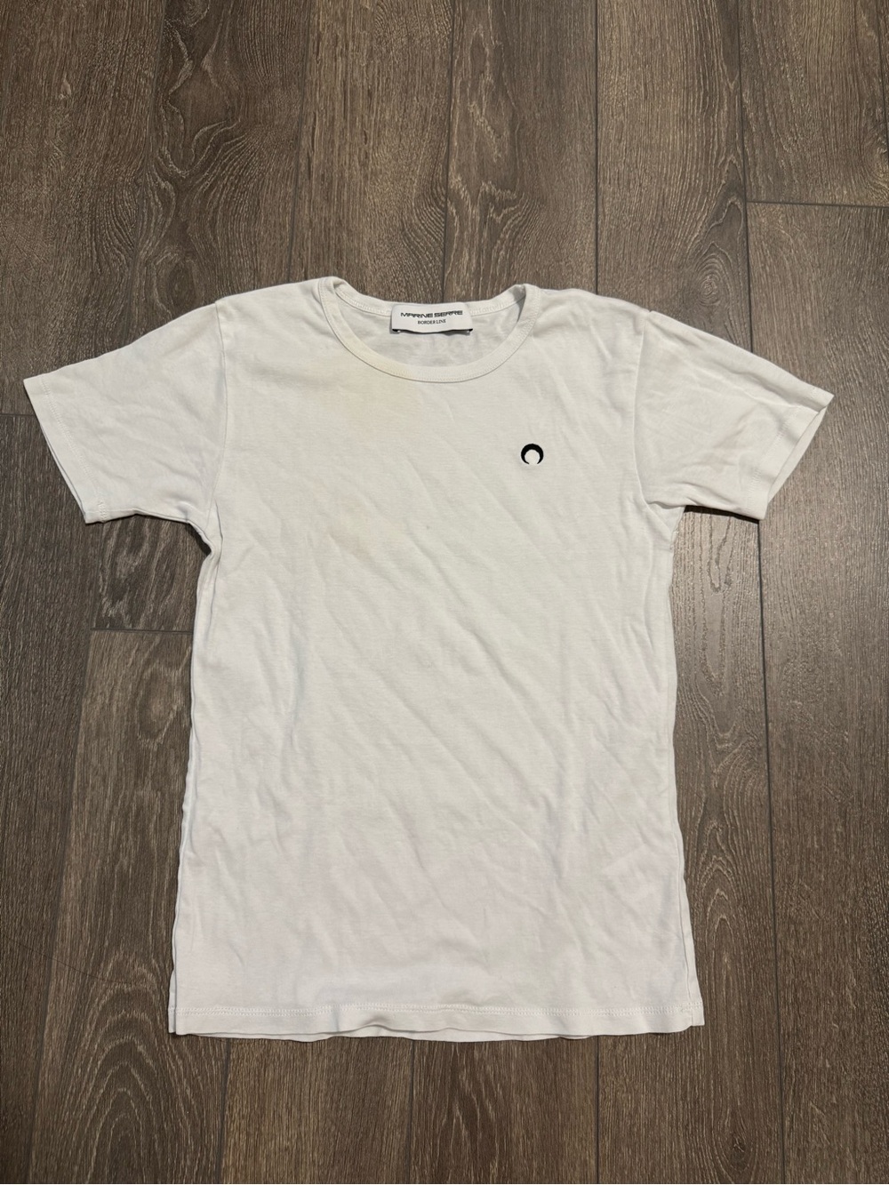 Marine Serre White Short-Sleeve Crewneck T-Shirt with Crescent Logo
